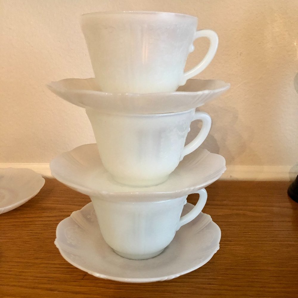 MacBeth Evans Glass AMERICAN SWEETHEART  Cups and Saucers Set